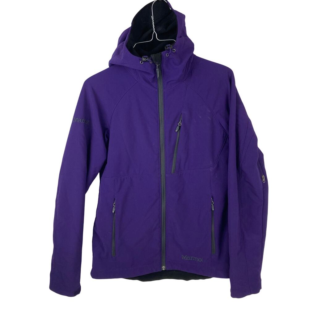 Marmot Jacket Womens S / P Purple Soft Shell Hooded Polartec Fleece Lined Vented